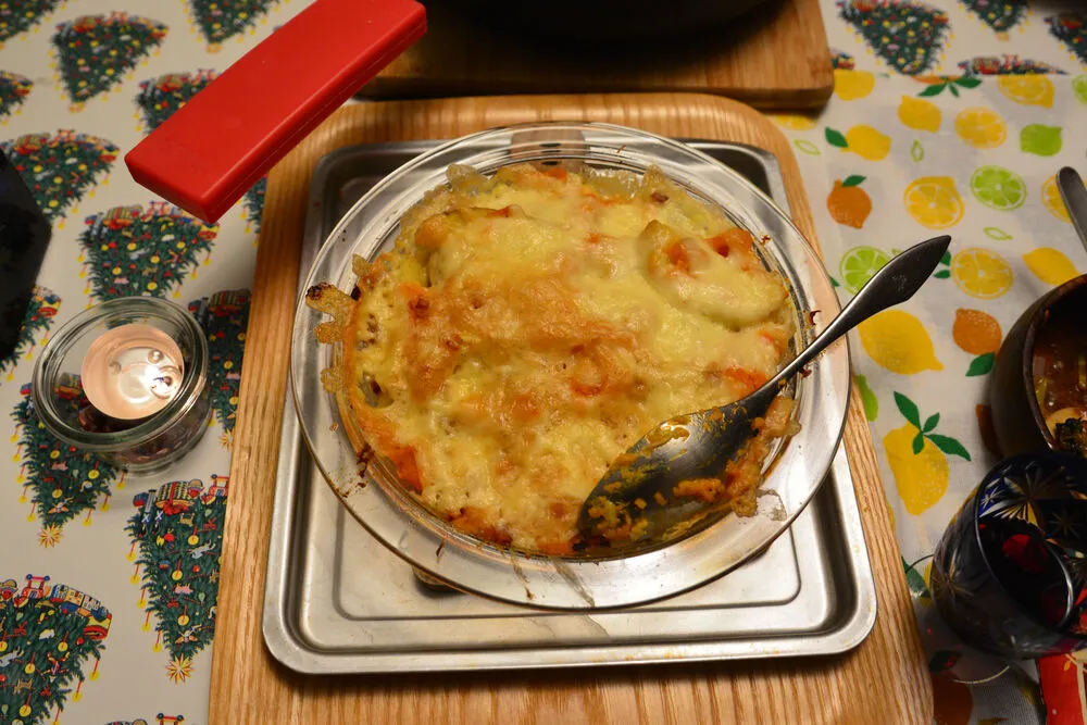 Картофельная пицца с грибами